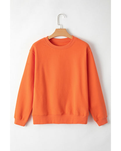 Russet Orange Solid Fleece Lined Drop Shoulder Terry Sweatshirt - M