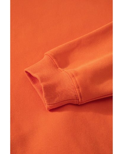 Russet Orange Solid Fleece Lined Drop Shoulder Terry Sweatshirt - M