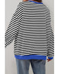 Black Stripe Oversized Contrast Trim Pullover Sweatshirt - L