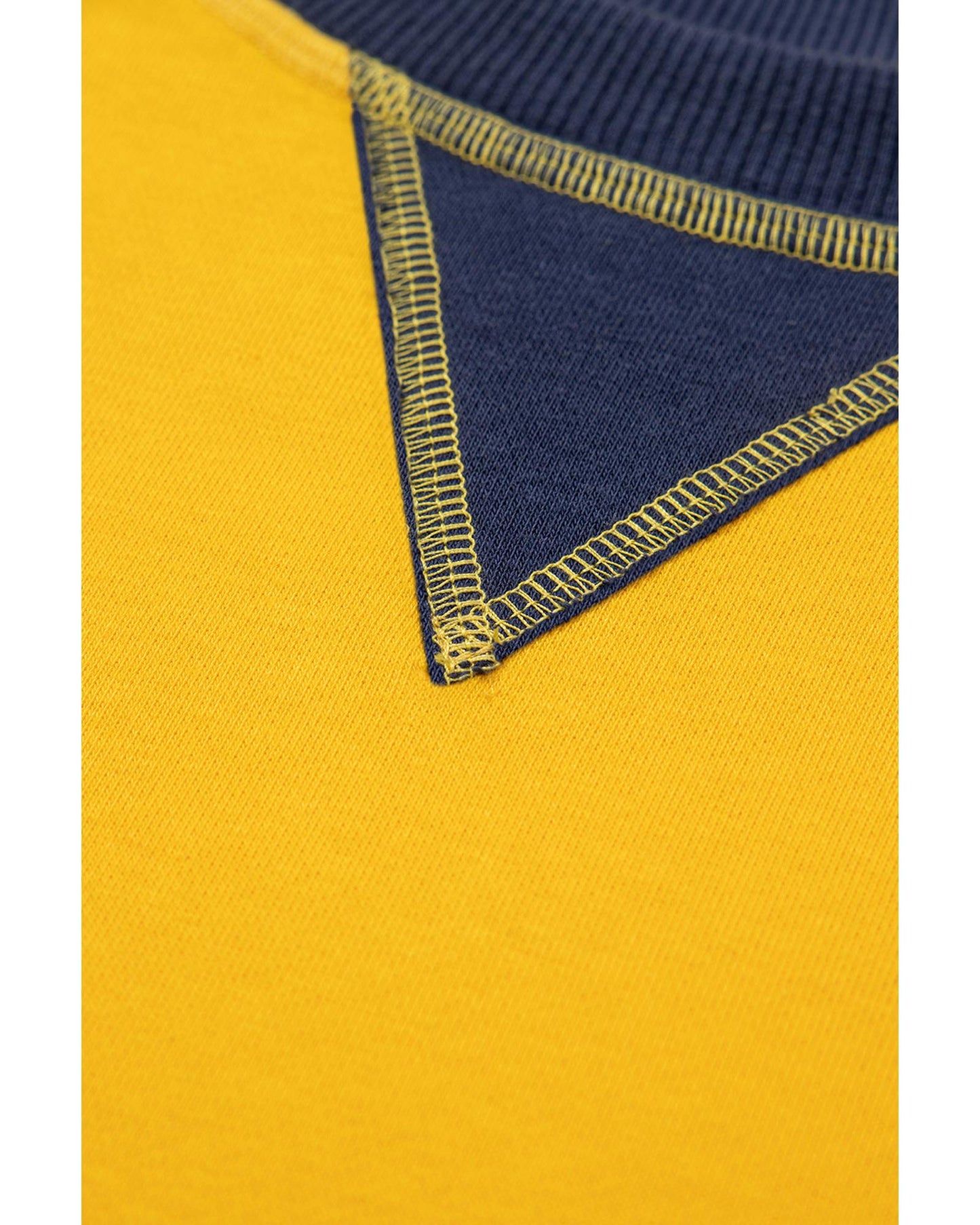 Yellow Color Block Thumbhole Sleeve Drop Shoulder Sweatshirt - 2XL