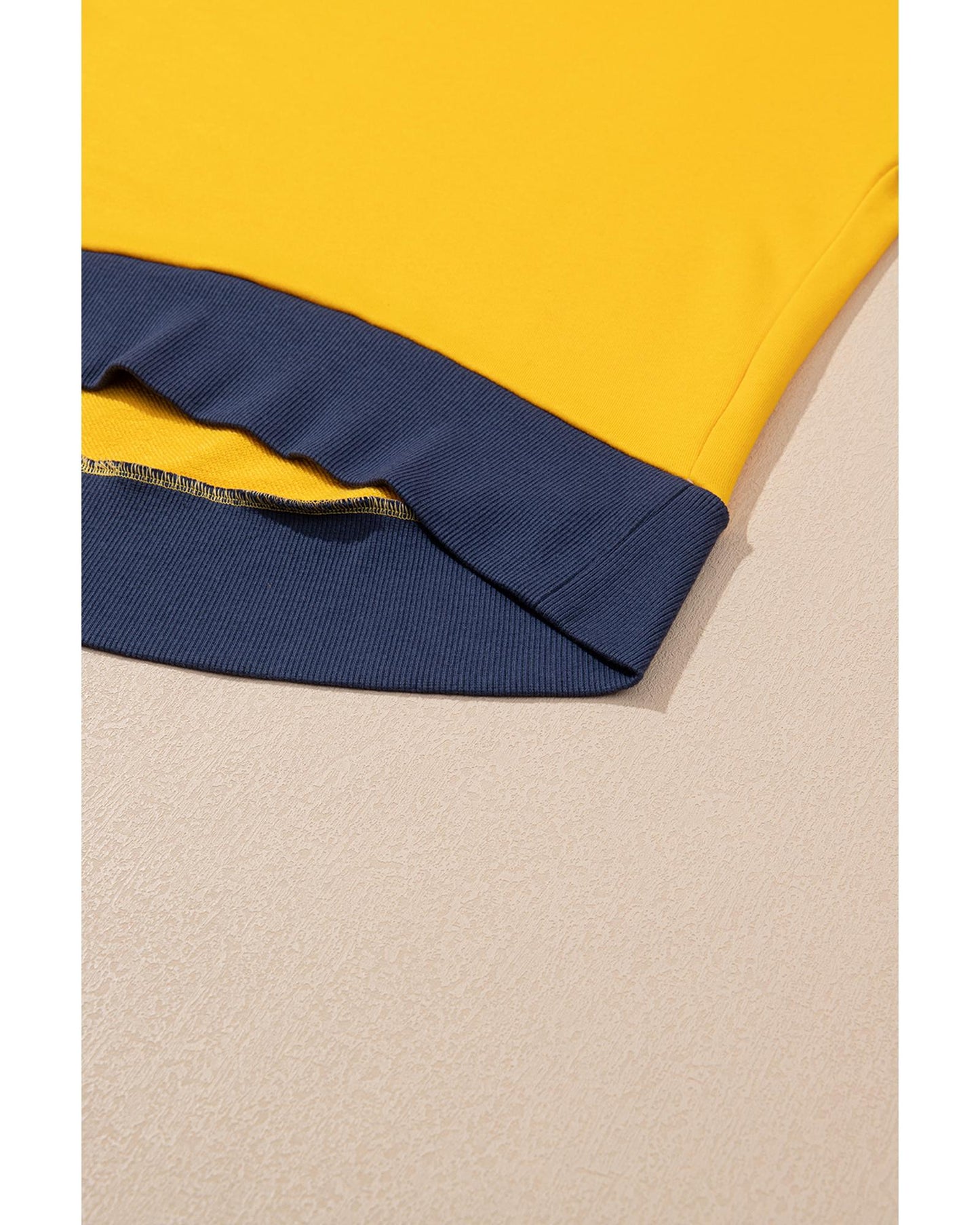 Yellow Color Block Thumbhole Sleeve Drop Shoulder Sweatshirt - 2XL
