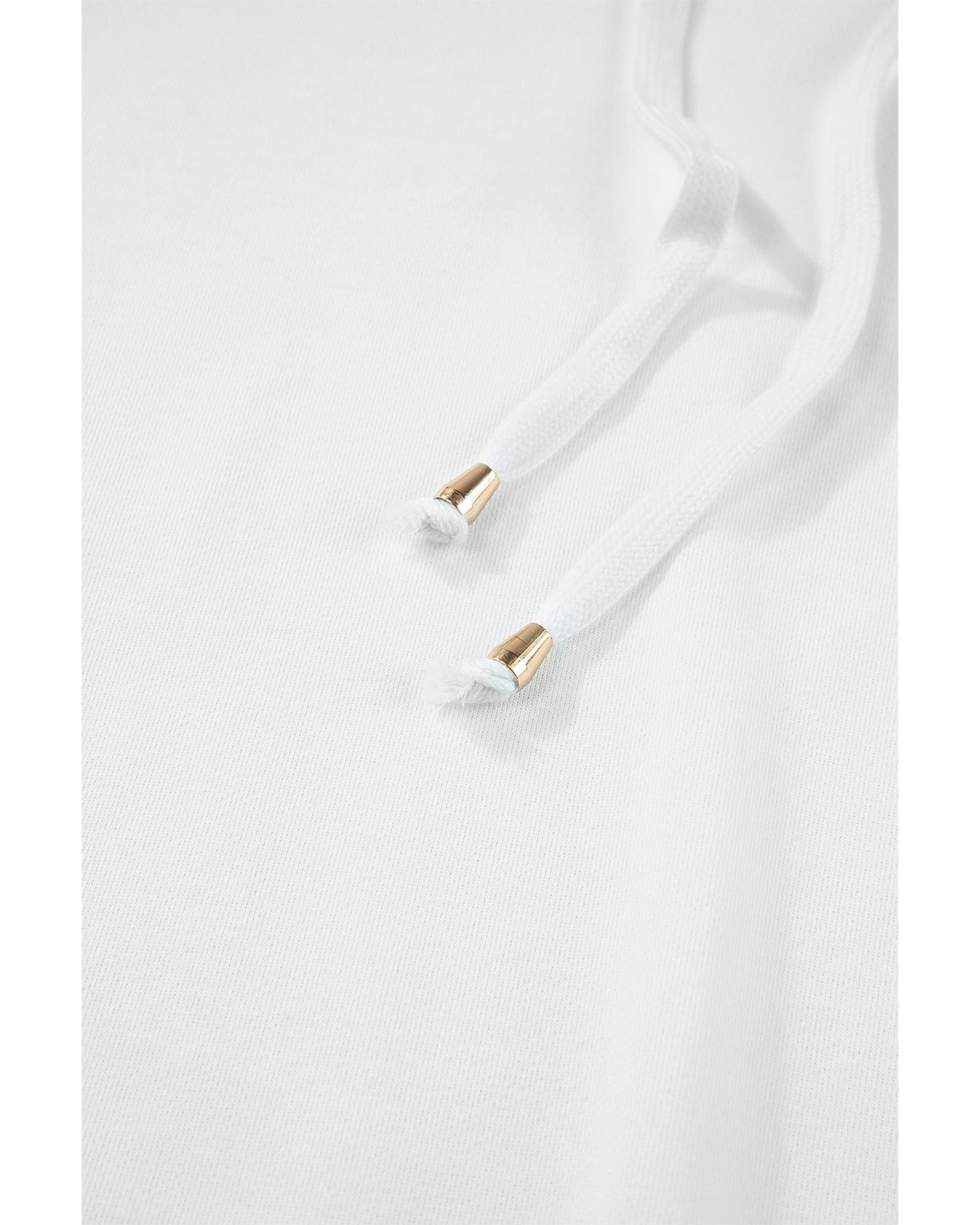 White Lace Patchwork Sleeve Drawstring Hoodie - S