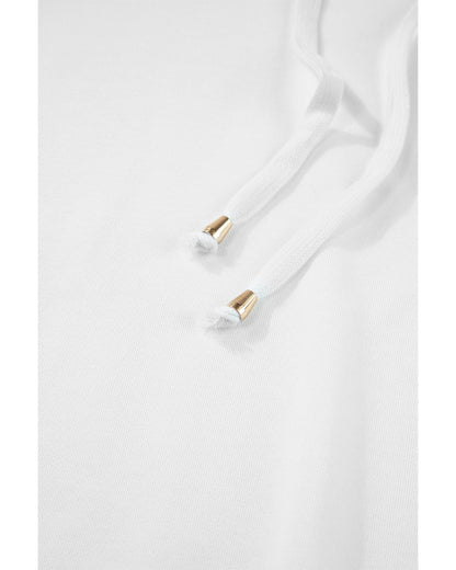 White Lace Patchwork Sleeve Drawstring Hoodie - S