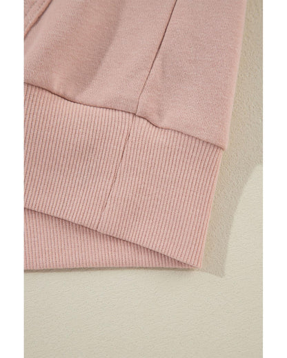 Fushia Solid Color Rivet Stud Raglan Sleeve Hoodie with Pocket - XL