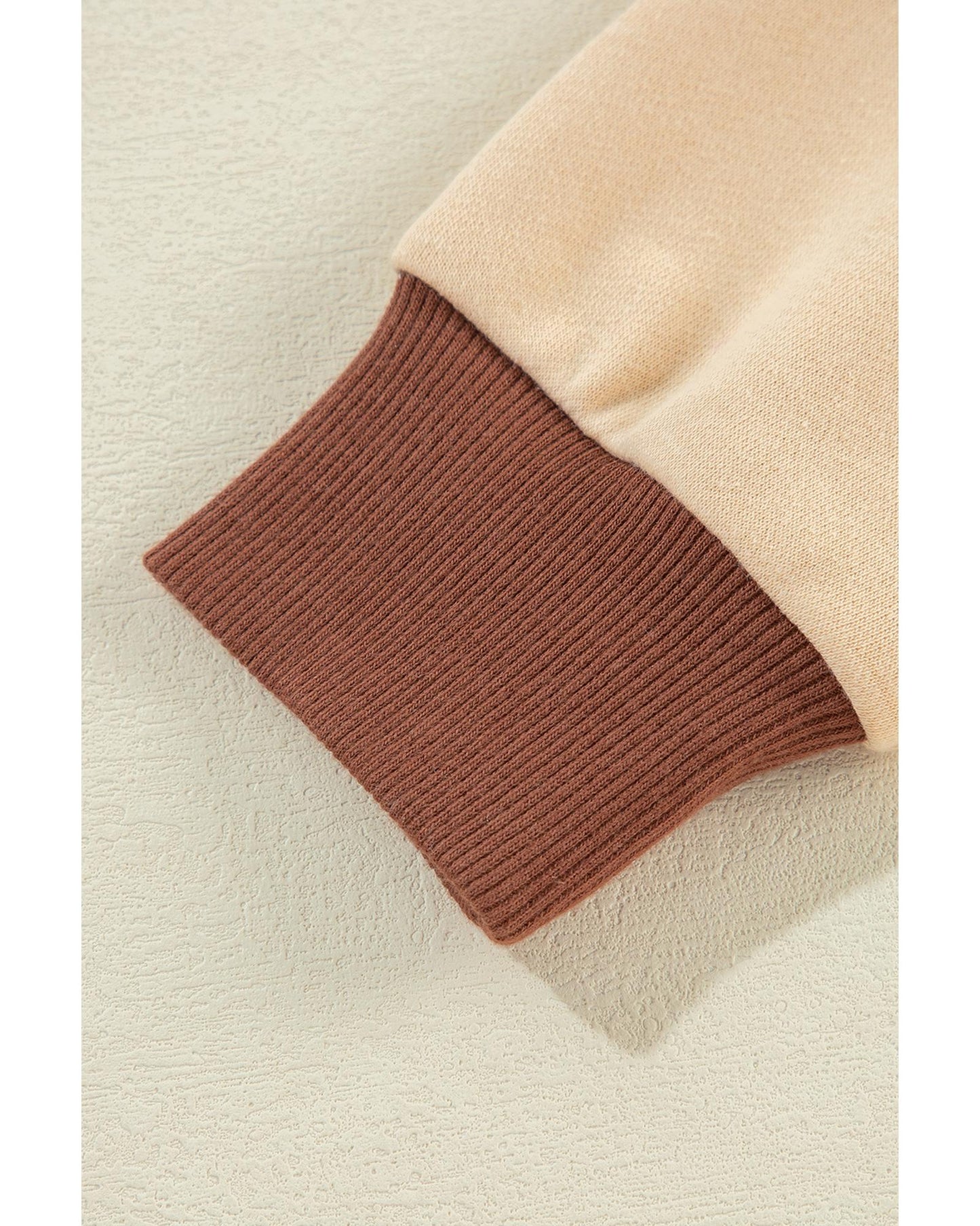 Light French Beige Striped Colorblock Patchwork Collar Sweatshirt - 2XL
