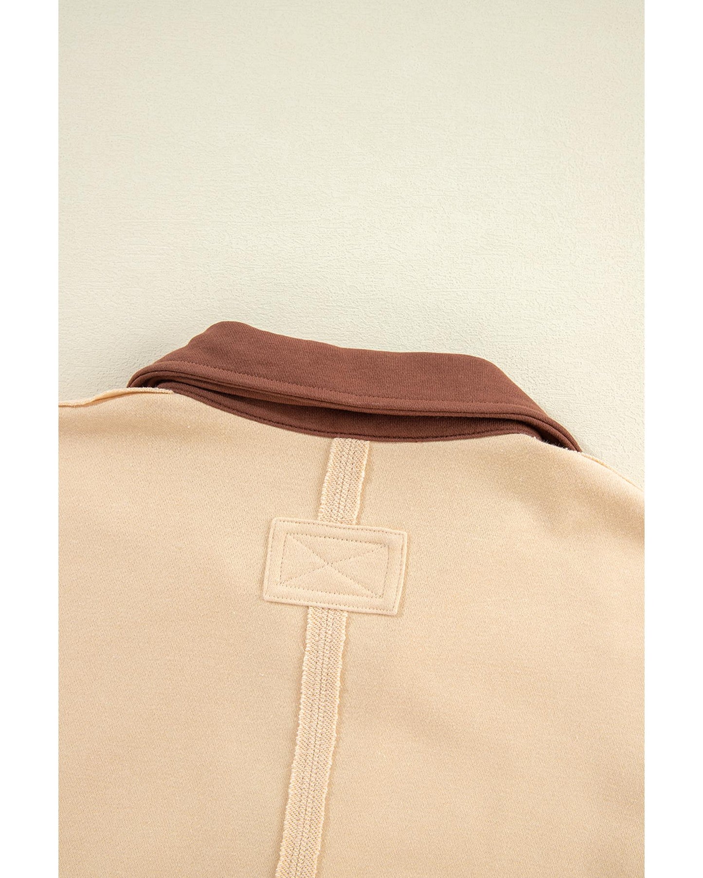 Light French Beige Striped Colorblock Patchwork Collar Sweatshirt - 2XL