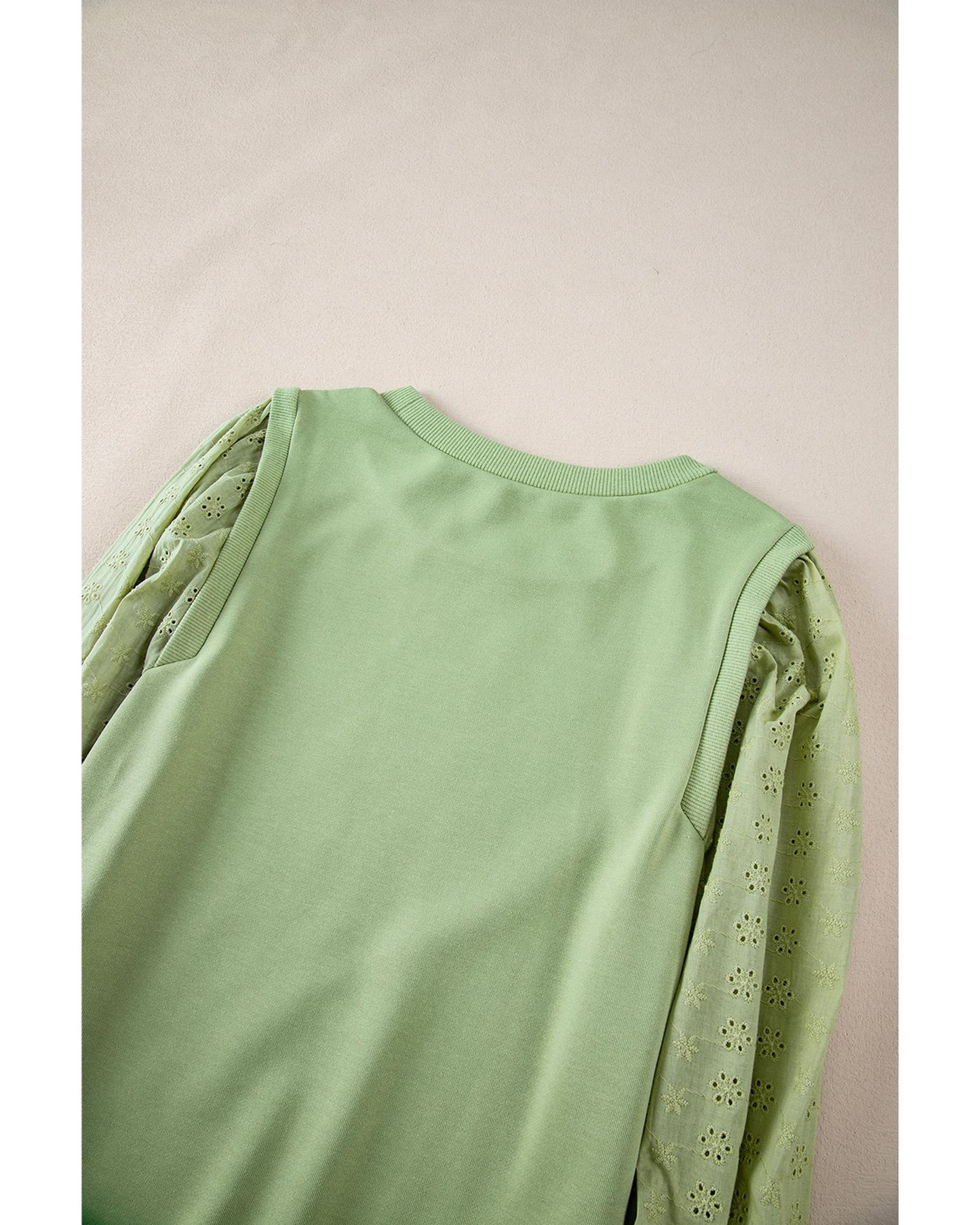 Mist Green Solid Patchwork Sleeve Round Neck Sweatshirt - 2XL