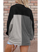 Gray Colorblock Ribbed Collared Oversized Sweatshirt - M