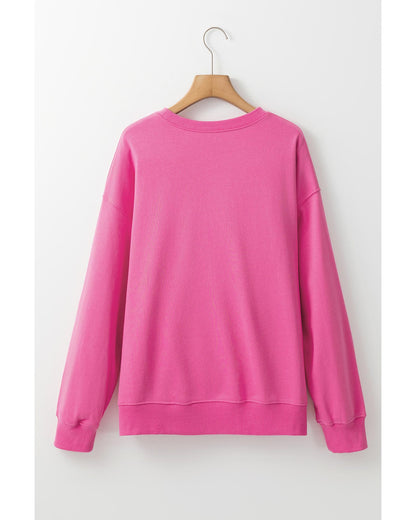 Rose Red Floral MAMA Embroidered Graphic Pullover Sweatshirt - XL