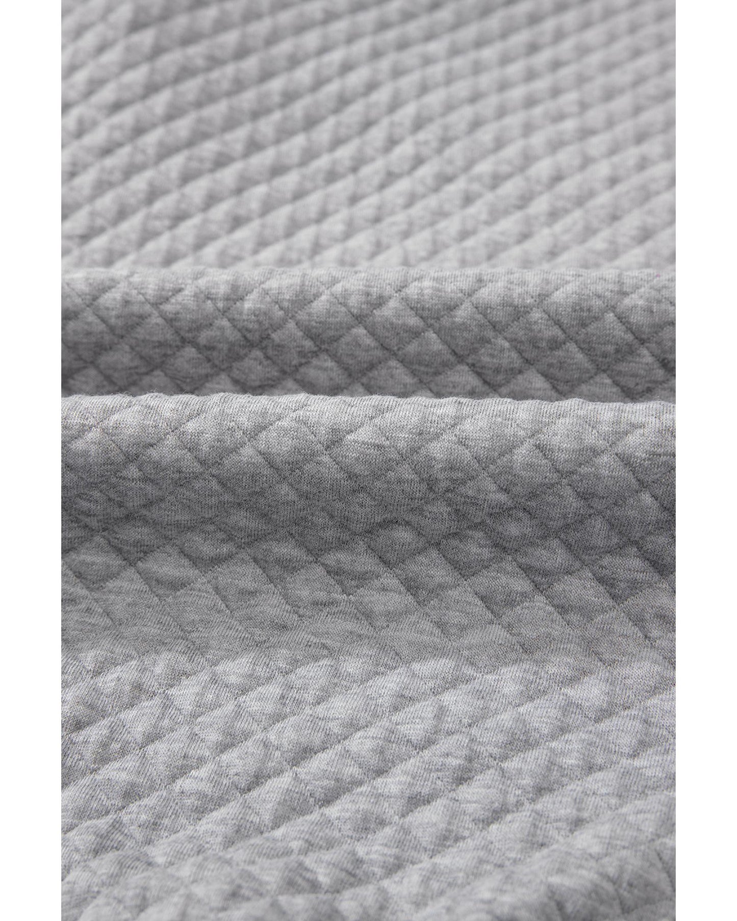 Light Grey Textured Colorblock Edge Buttoned Collar Sweatshirt - XL