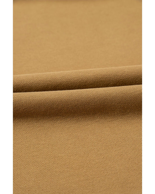 Brown Solid Kangaroo Pocket Half Zipper Oversized Hoodie - L