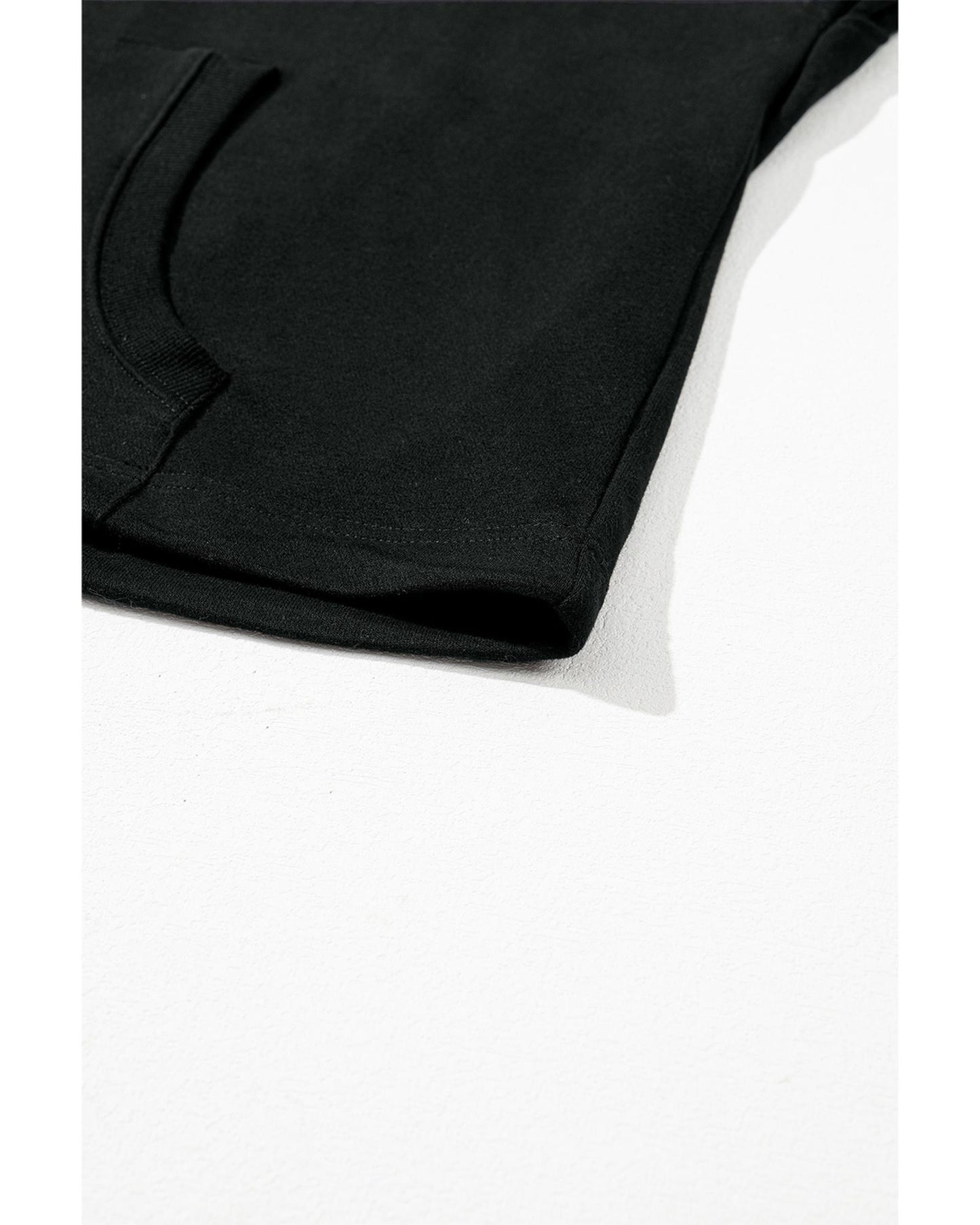 Black Solid Kangaroo Pocket Half Zipper Oversized Hoodie - 2XL
