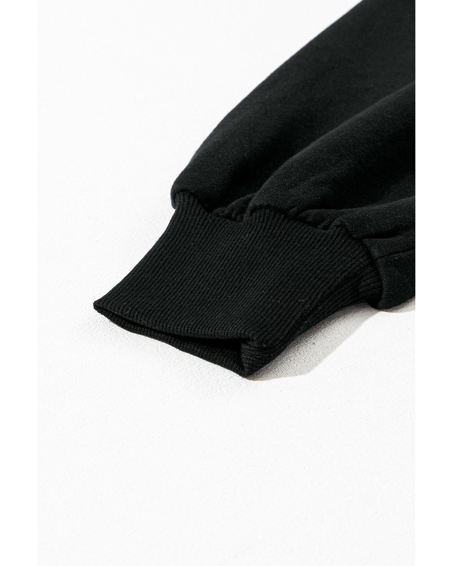 Black Solid Kangaroo Pocket Half Zipper Oversized Hoodie - 2XL