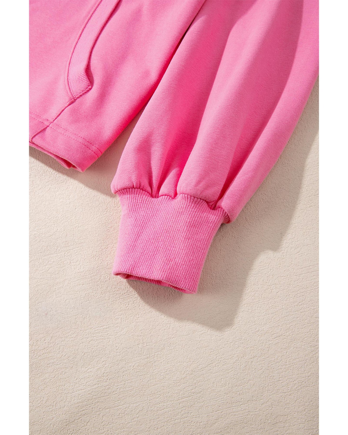 Bonbon Solid Kangaroo Pocket Half Zipper Oversized Hoodie - L