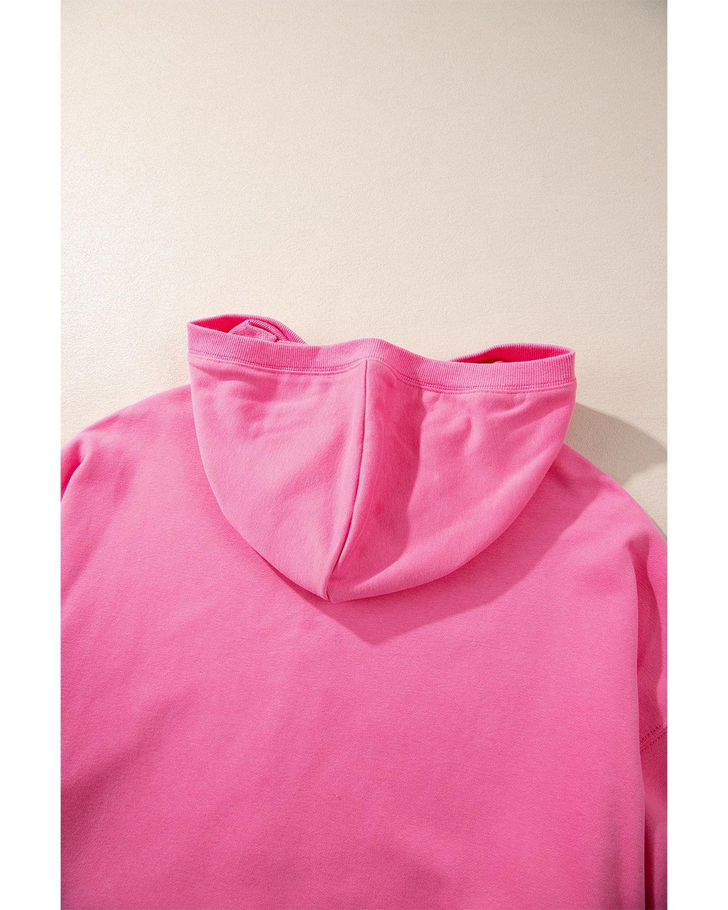 Bonbon Solid Kangaroo Pocket Half Zipper Oversized Hoodie - L