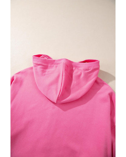 Bonbon Solid Kangaroo Pocket Half Zipper Oversized Hoodie - M