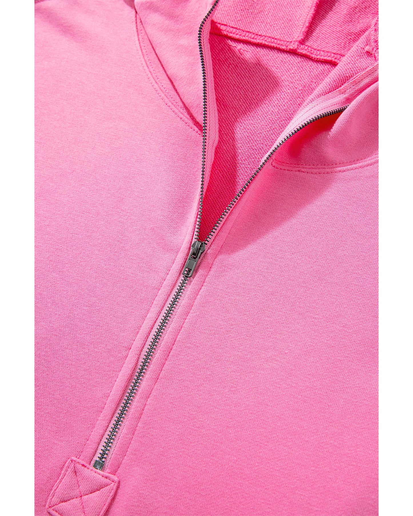 Bonbon Solid Kangaroo Pocket Half Zipper Oversized Hoodie - XL