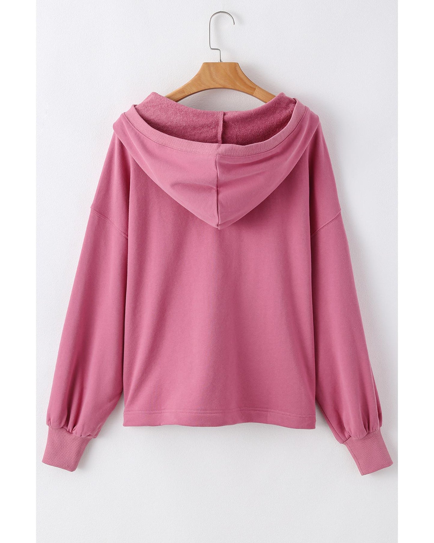 Valerian Solid Kangaroo Pocket Half Zipper Oversized Hoodie - L