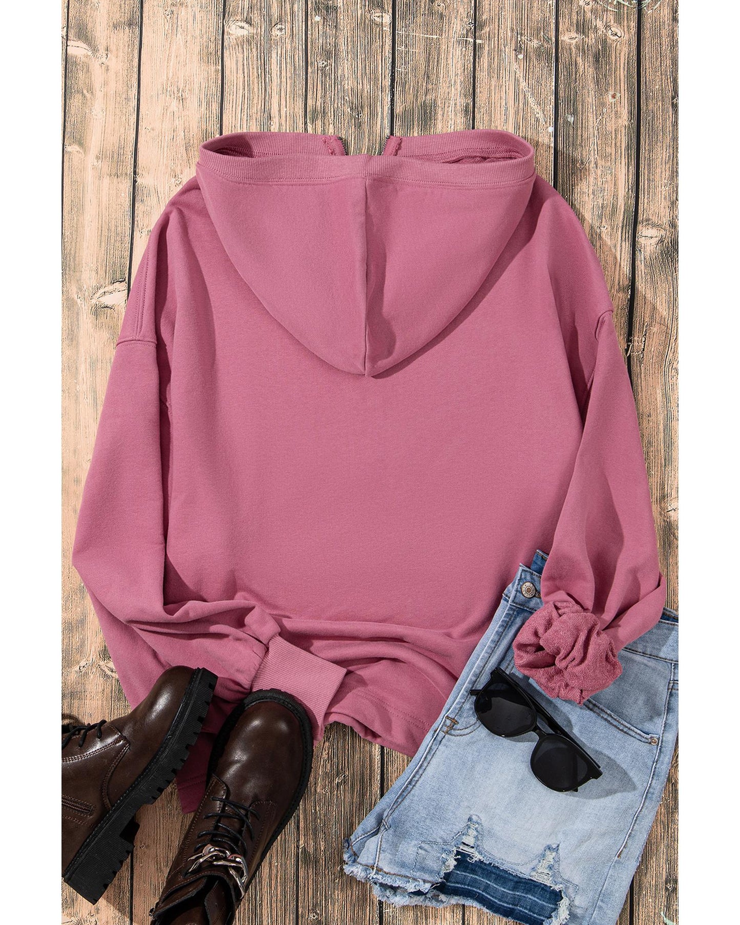 Valerian Solid Kangaroo Pocket Half Zipper Oversized Hoodie - L