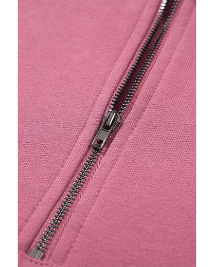 Valerian Solid Kangaroo Pocket Half Zipper Oversized Hoodie - M
