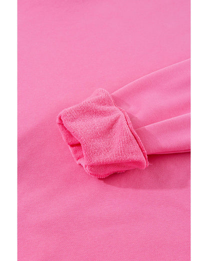 Bonbon Solid Kangaroo Pocket Drawstring Loose Fit Hoodie - L