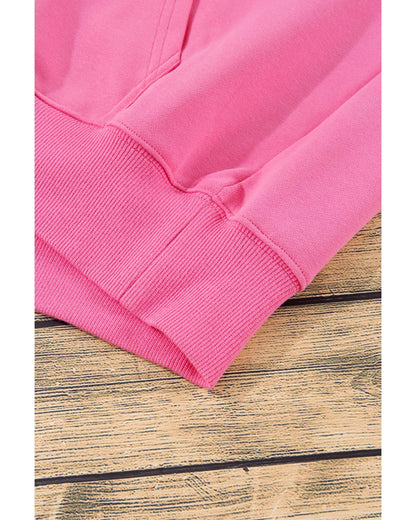 Bonbon Solid Kangaroo Pocket Drawstring Loose Fit Hoodie - S