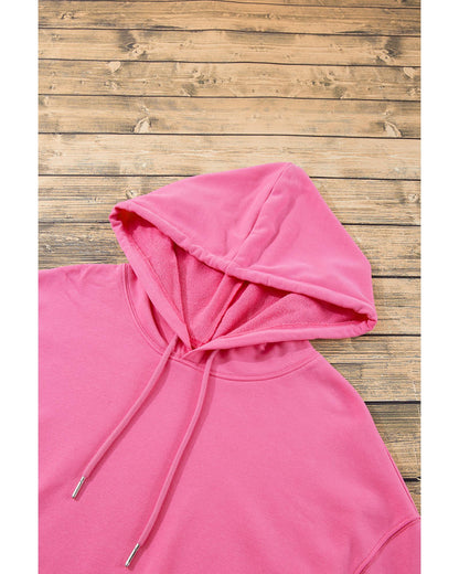 Bonbon Solid Kangaroo Pocket Drawstring Loose Fit Hoodie - XL
