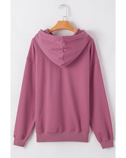 Valerian Solid Kangaroo Pocket Drawstring Loose Fit Hoodie - L