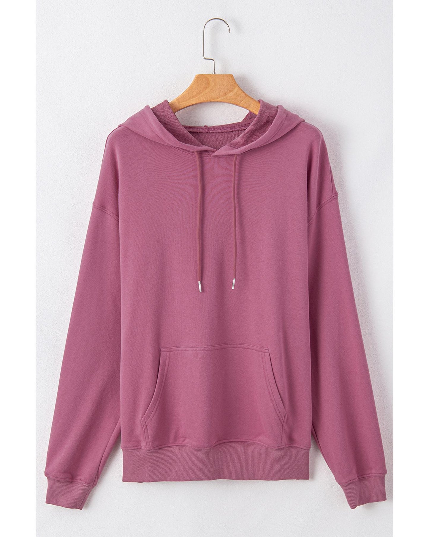Valerian Solid Kangaroo Pocket Drawstring Loose Fit Hoodie - XL