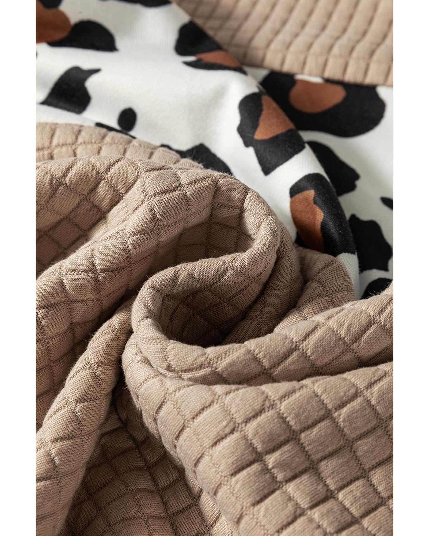 Parchment Leopard Quilted Patchwork Crew Neck Sweatshirt - XL