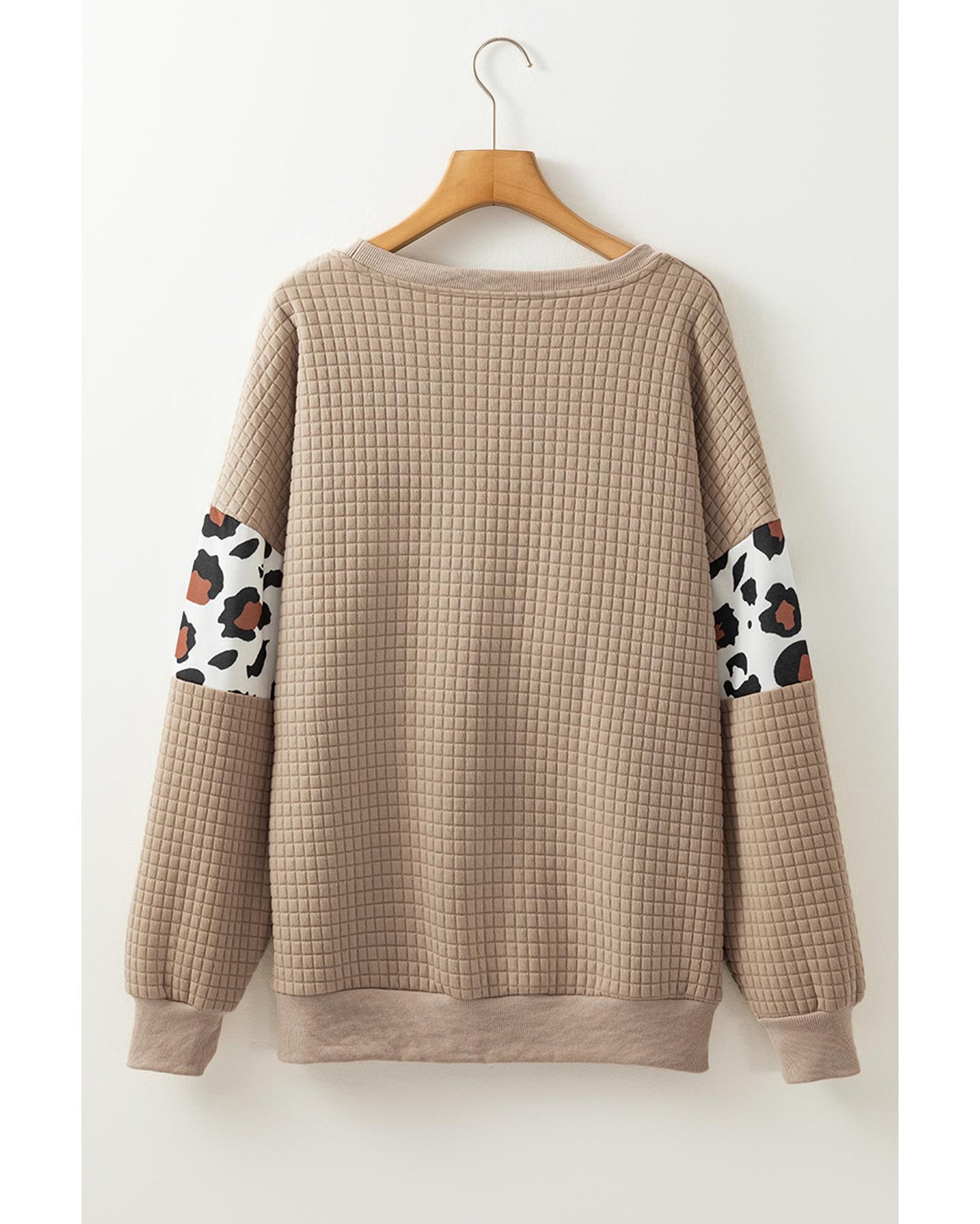 Parchment Leopard Quilted Patchwork Crew Neck Sweatshirt - XL