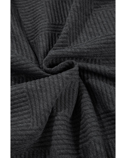 Gray Textured Color Block Kangaroo Pocket Drop Shoulder Hoodie - L