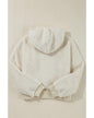 White Contrast Ribbed Edge Plush Hoodie - S