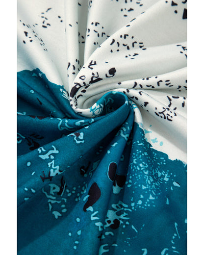 Blue Tie Dye Cow Color Block Pullover Sweatshirt - L