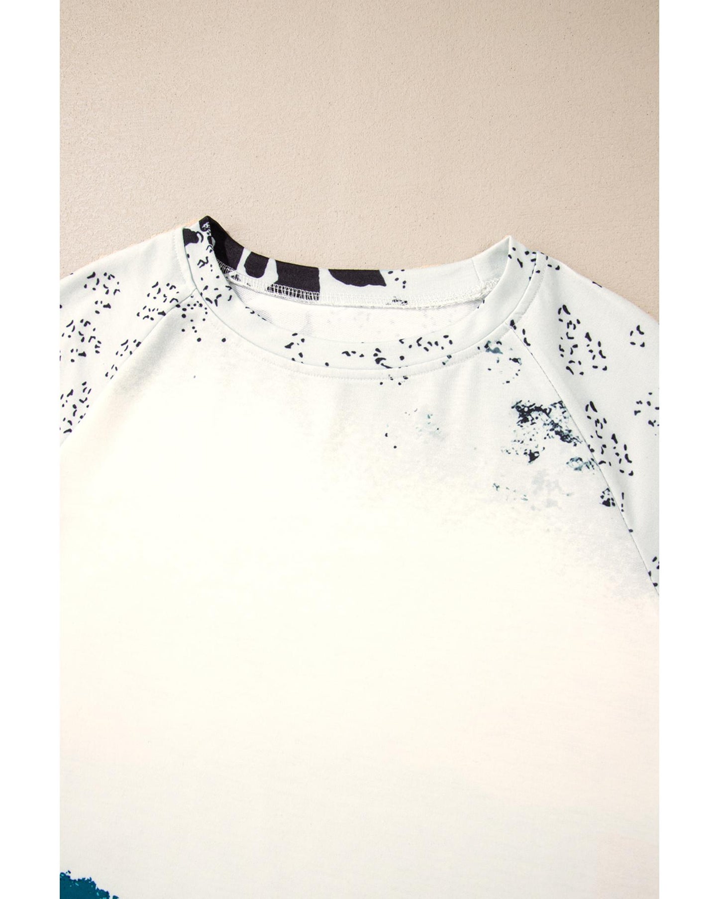 Blue Tie Dye Cow Color Block Pullover Sweatshirt - L