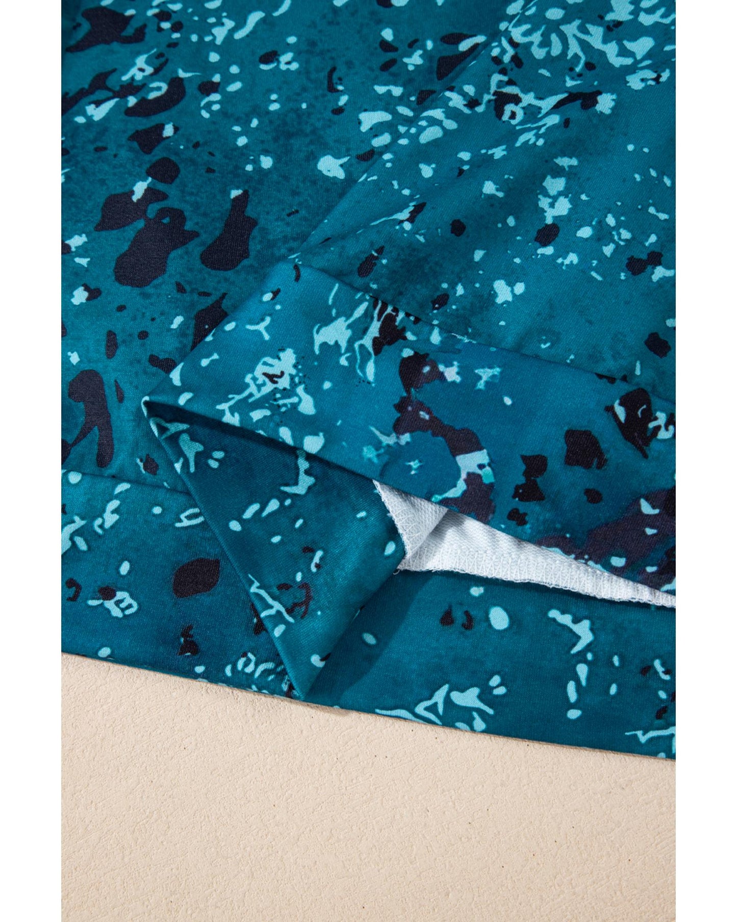 Blue Tie Dye Cow Color Block Pullover Sweatshirt - M