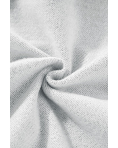 Light Grey Solid Color Fleece Lined Drawstring Hoodie with Pocket - L