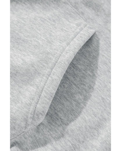 Light Grey Solid Color Fleece Lined Drawstring Hoodie with Pocket - L