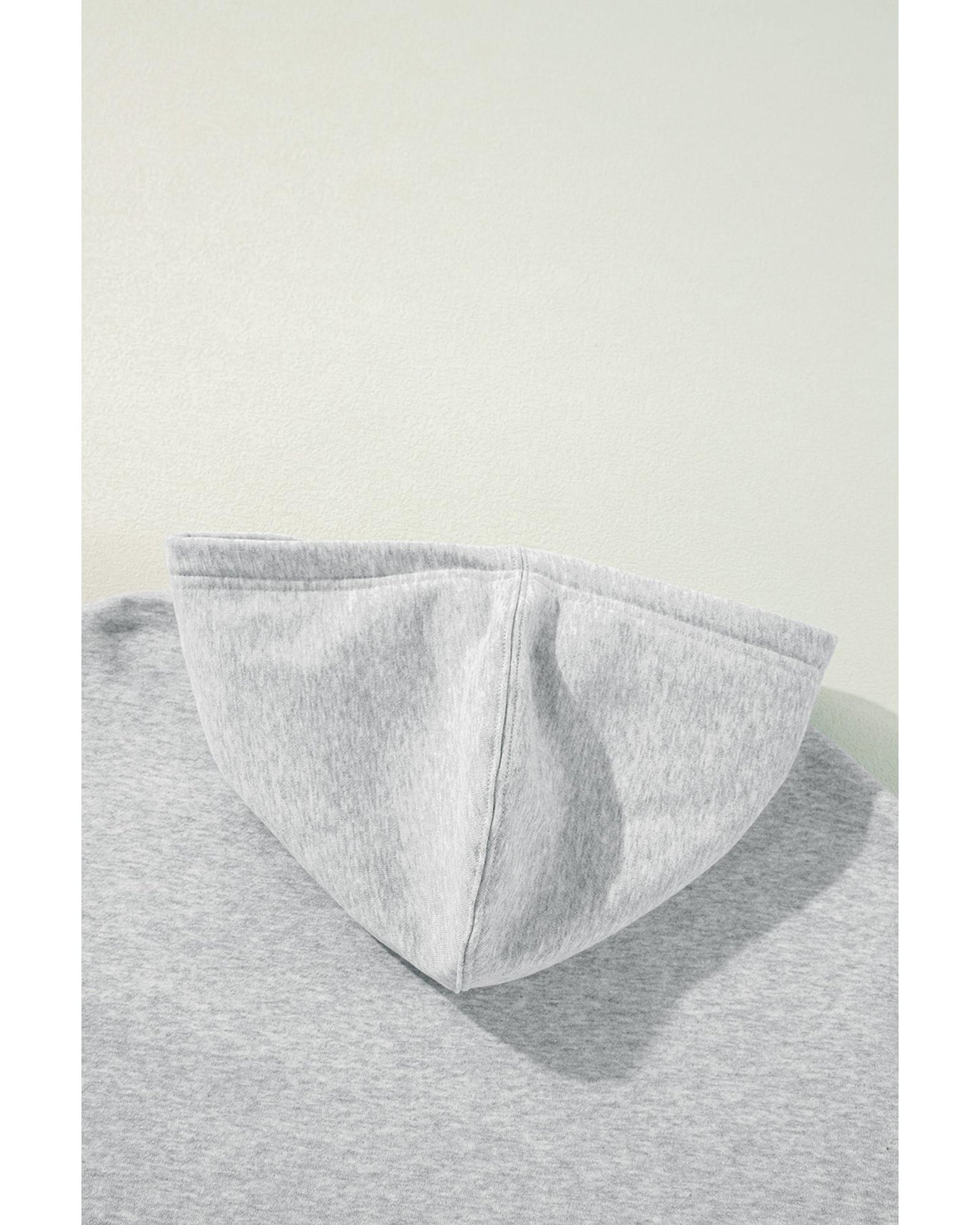 Light Grey Solid Color Fleece Lined Drawstring Hoodie with Pocket - S