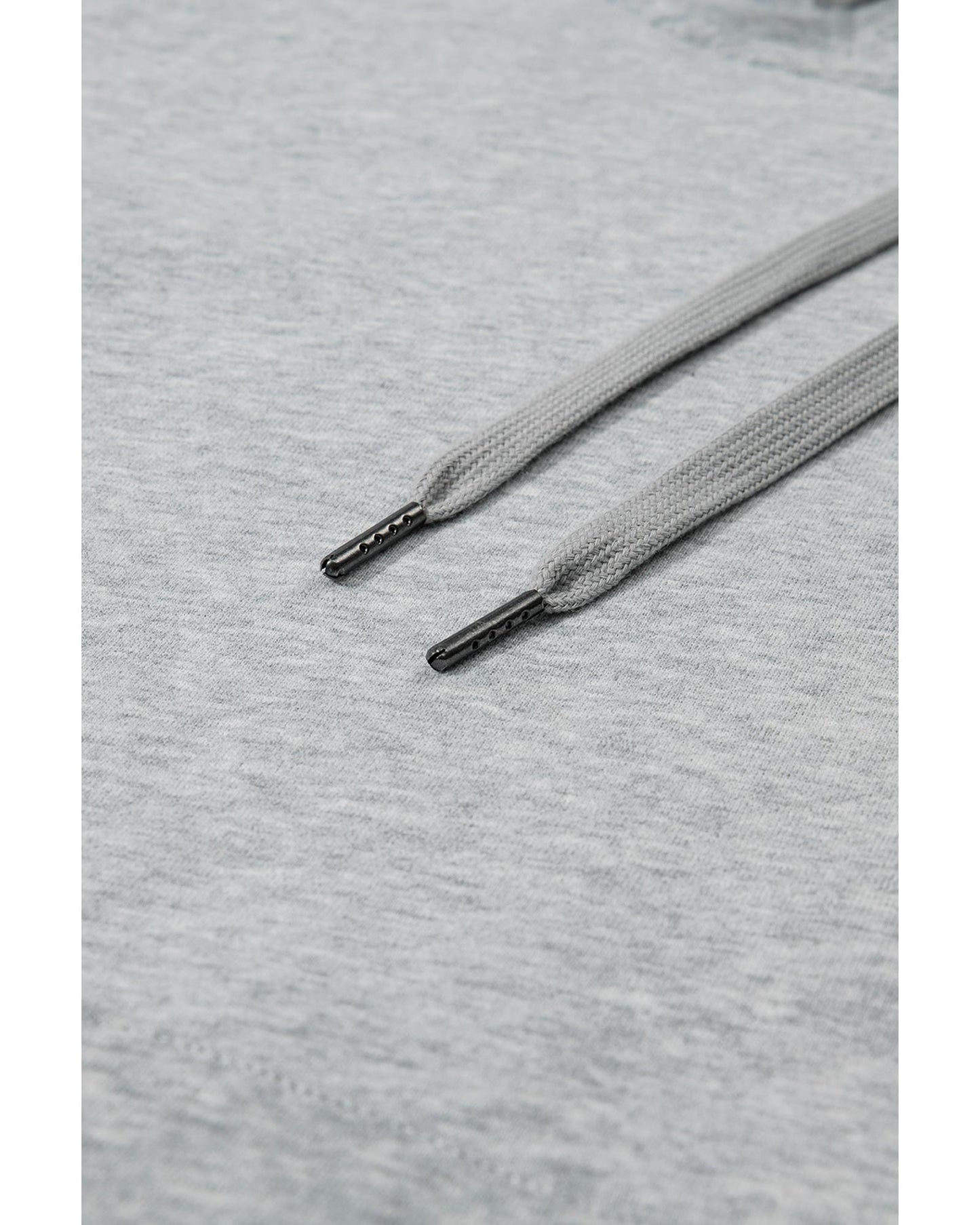 Light Grey Solid Color Fleece Lined Drawstring Hoodie with Pocket - S
