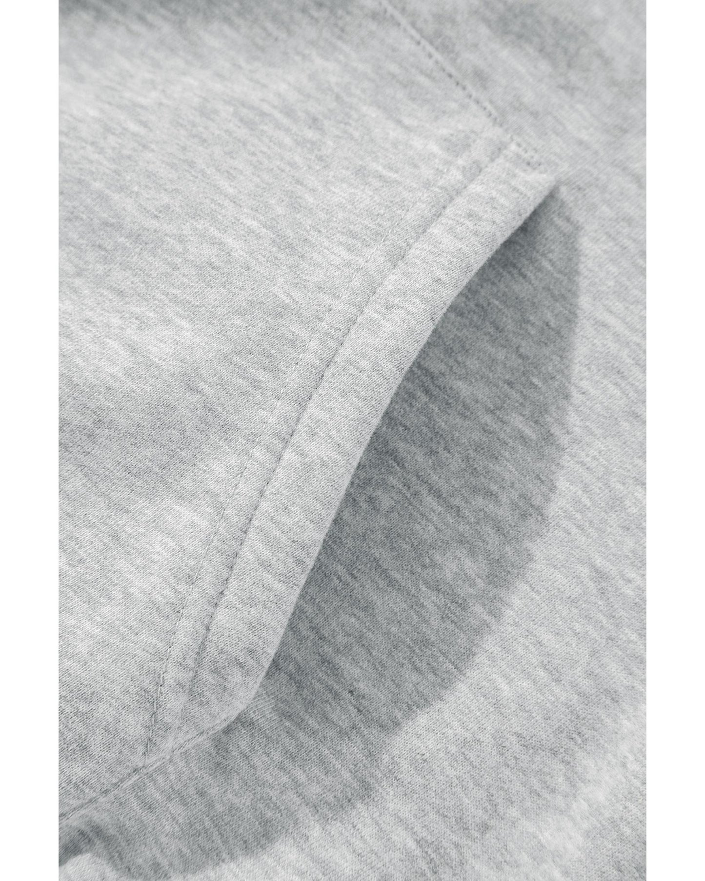 Light Grey Solid Color Fleece Lined Drawstring Hoodie with Pocket - XL