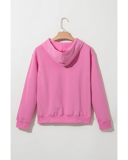 Bonbon Solid Color Fleece Lined Drawstring Hoodie with Pocket - 2XL