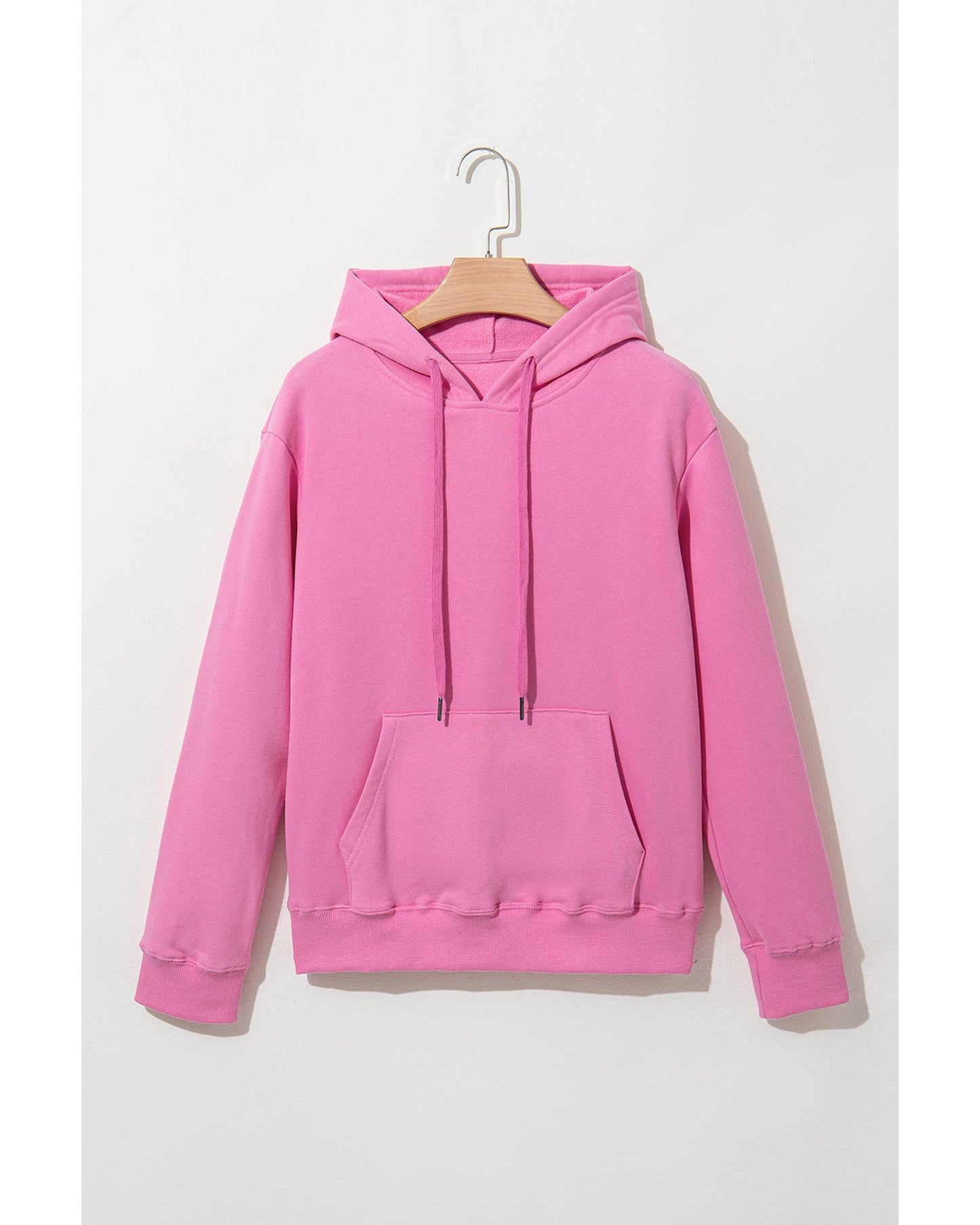 Bonbon Solid Color Fleece Lined Drawstring Hoodie with Pocket - 2XL