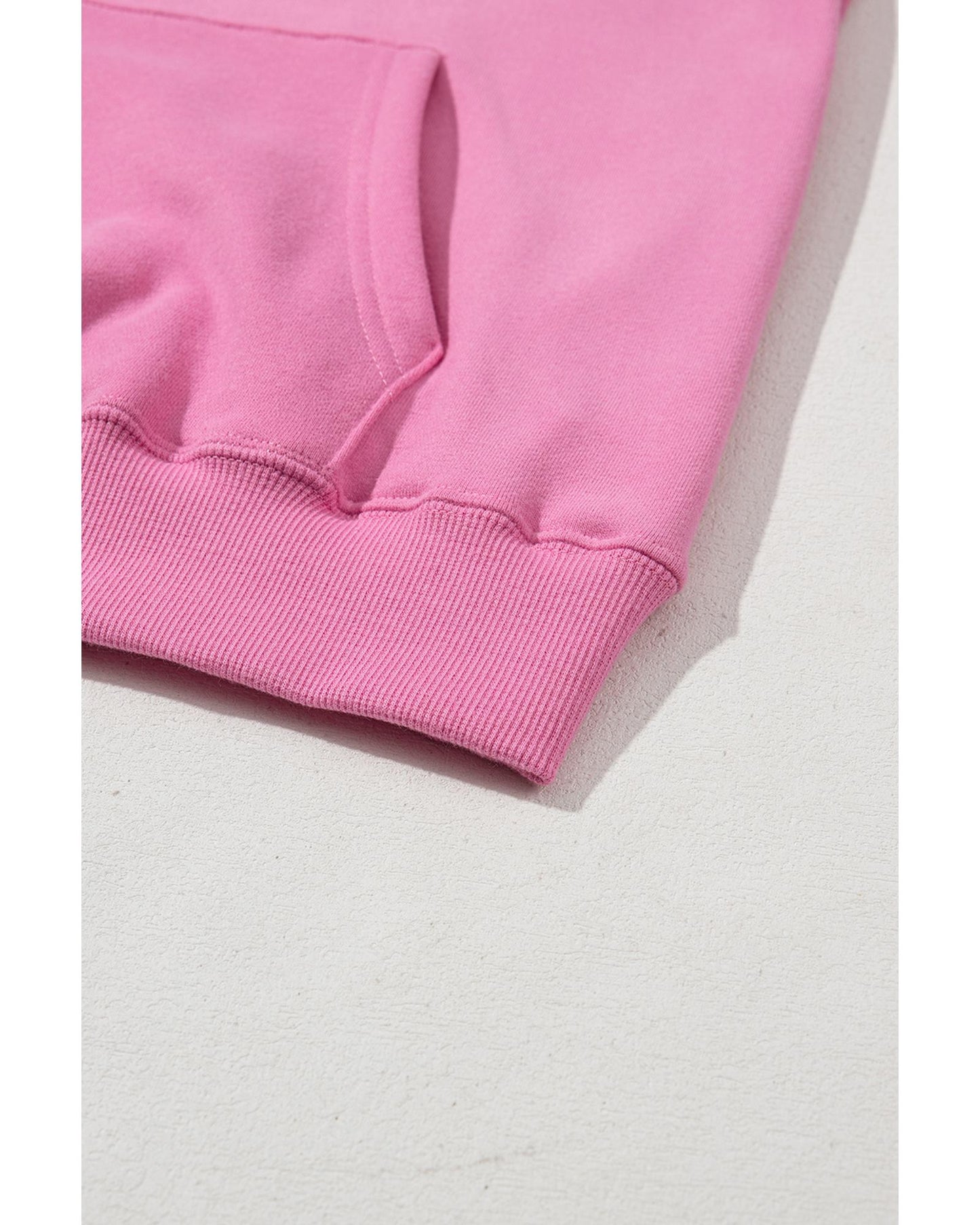 Bonbon Solid Color Fleece Lined Drawstring Hoodie with Pocket - L