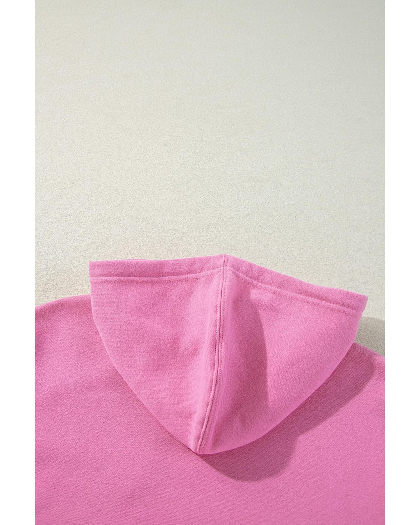 Bonbon Solid Color Fleece Lined Drawstring Hoodie with Pocket - L
