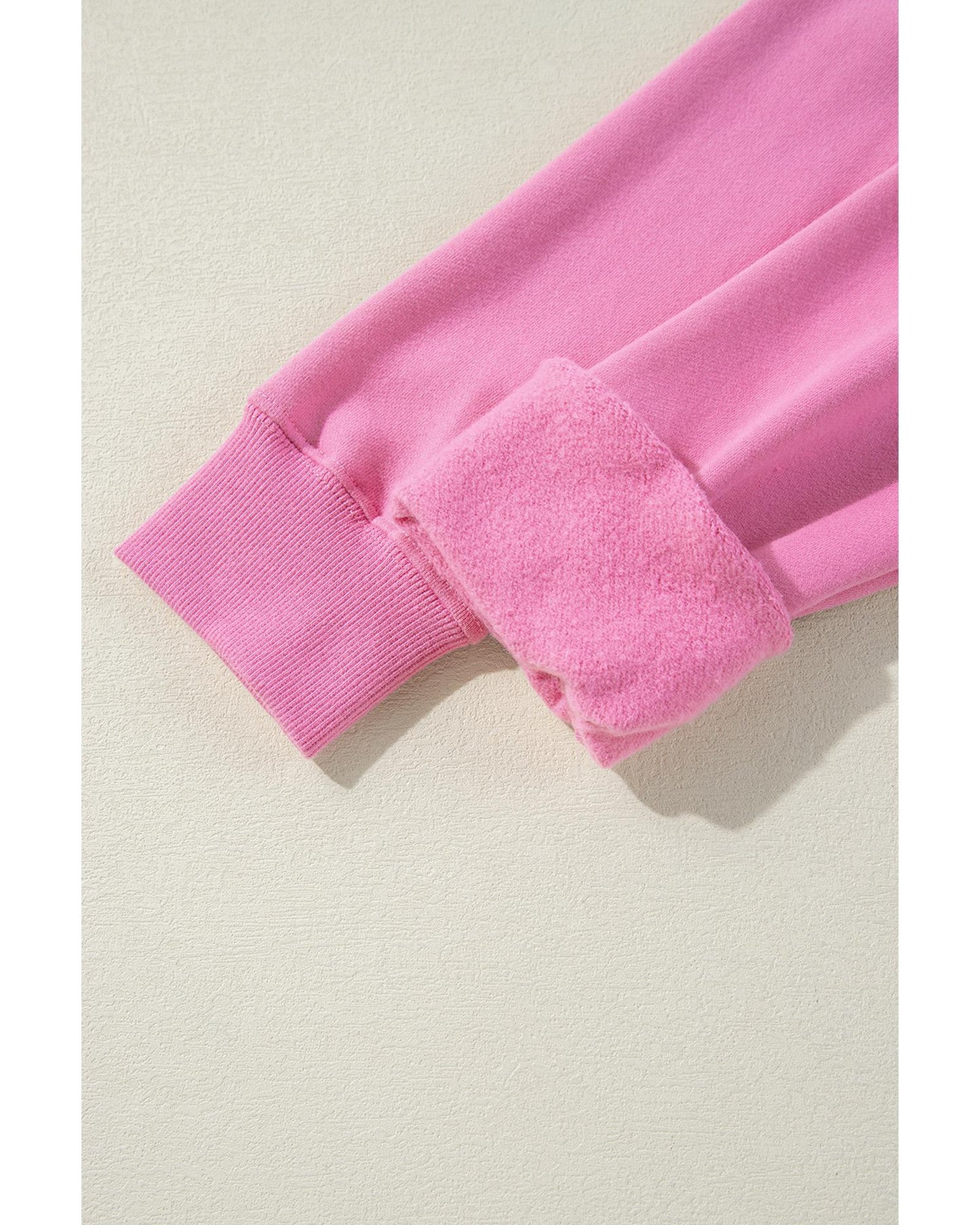 Bonbon Solid Color Fleece Lined Drawstring Hoodie with Pocket - L