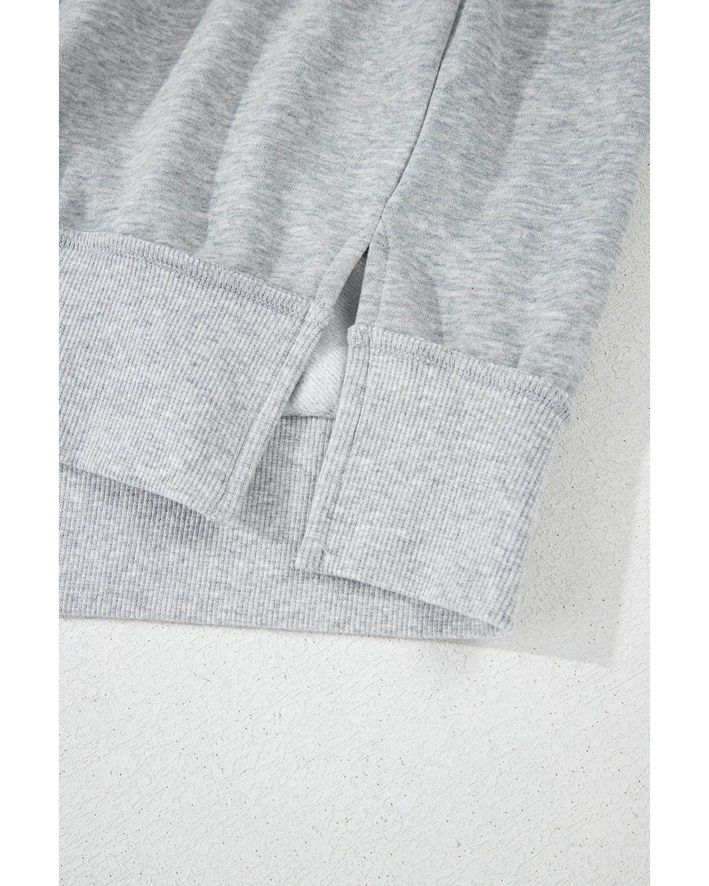 Gray Half Zipper Collared Drop Shoulder Side Slits Sweatshirt - M