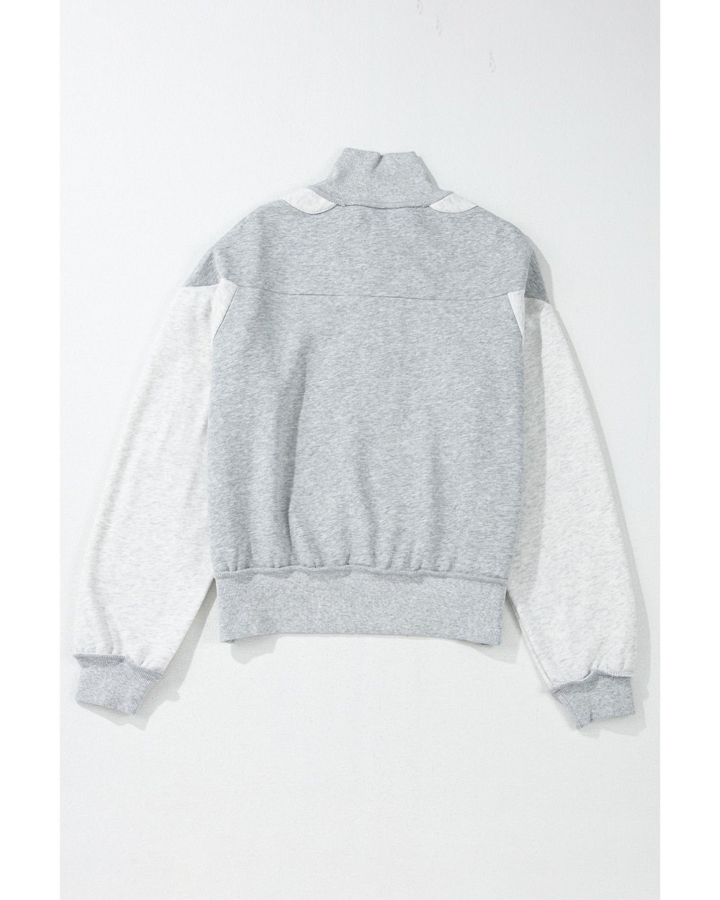 Gray Half Zipper Collared Drop Shoulder Side Slits Sweatshirt - M