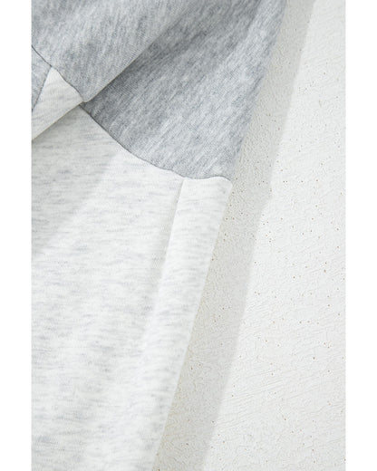 Gray Half Zipper Collared Drop Shoulder Side Slits Sweatshirt - M