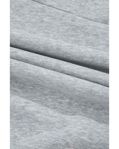 Gray Half Zipper Collared Drop Shoulder Side Slits Sweatshirt - M